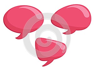 Set of pink  comic speech bubbles. Vector Illustration and graphic elements.